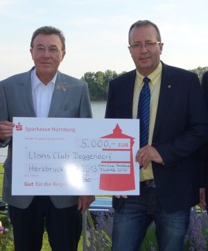 Uwe Holzinger, Präsident des Lions Clubs Hersbruck bei der Übergabe der Spende