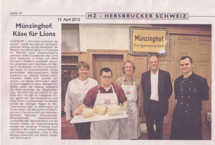 Münzinghof: Käse für Lions